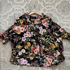 Zara Black Floral Blouse